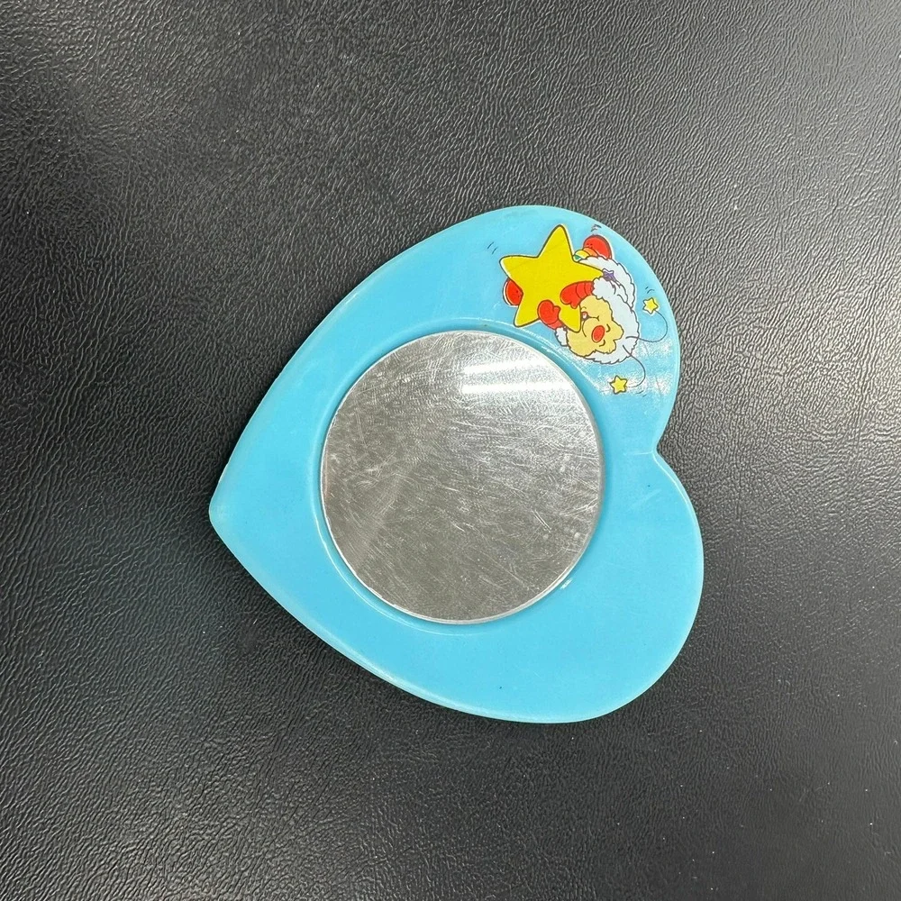 Vintage Heart Pocket Mirror Rainbow Brite Star Retro Hong Kong Kitsch 3in